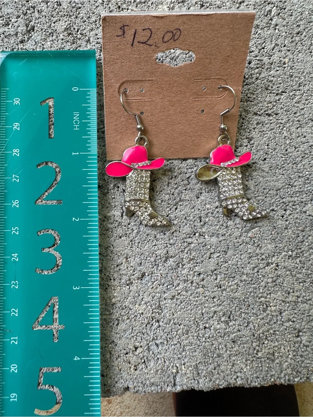 Pink Cowgirl Boot Dangle Earrings